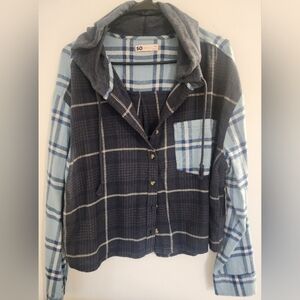 Flannel Button Down Hoodie